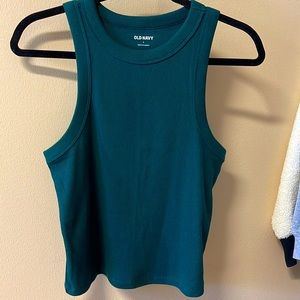 Emerald Green High Neck Rib Tank Top